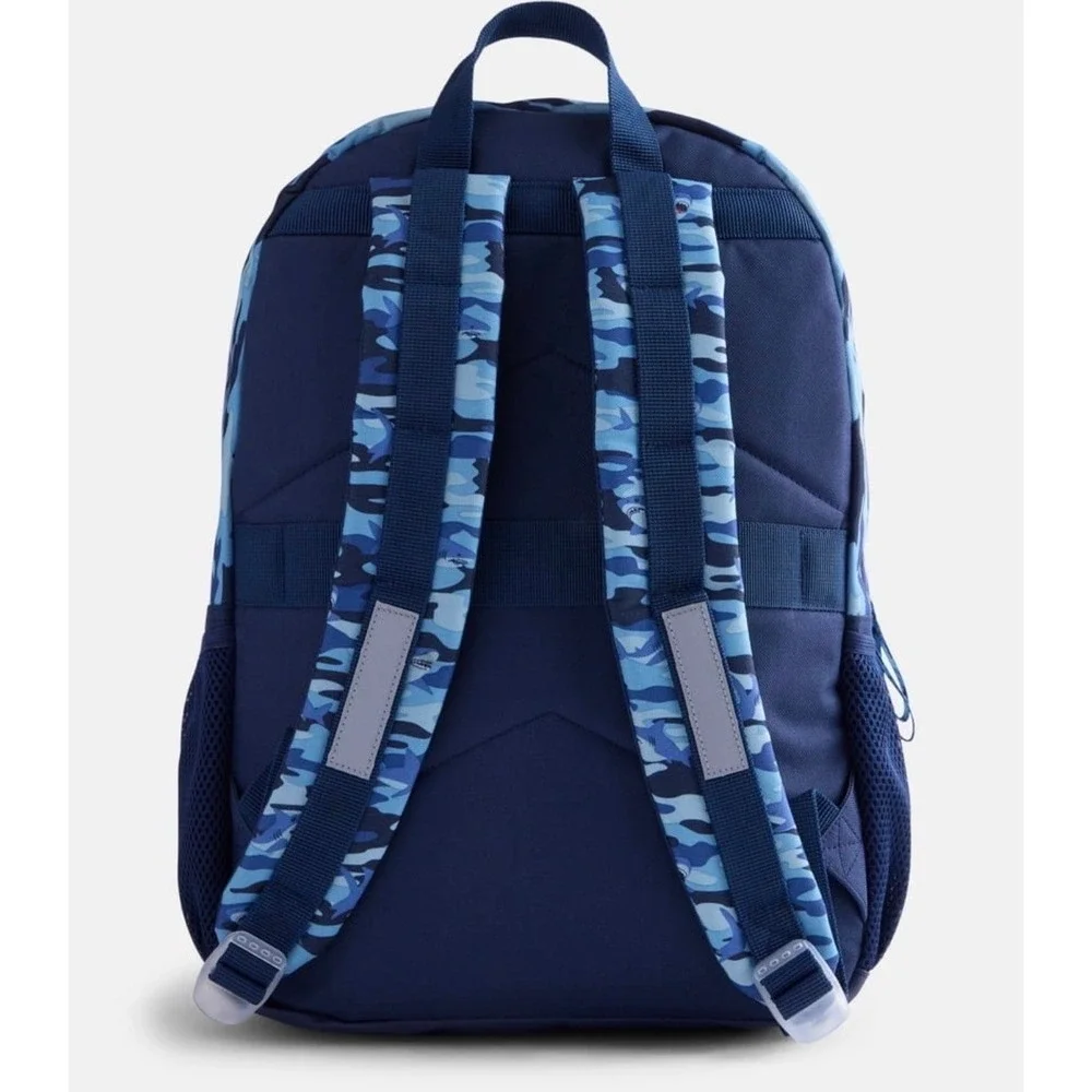 Cat & Jack Shark 4 Piece Backpack Set Blue Camo Lunch Bag Pencil Pouch Keychain